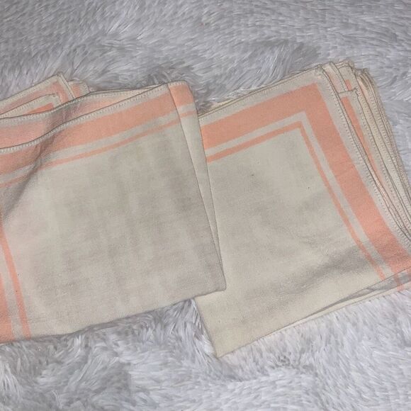 Vintage Salmon Linen Napkins Set of Six 13”X13.5” - Picture 6 of 8